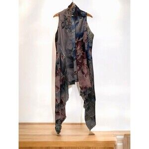 Lagenlook Unbranded Painted Art to Wear Long Open Tunic Vest Artsy